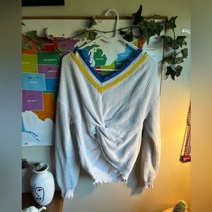 Multi colored V-neck crop sweater